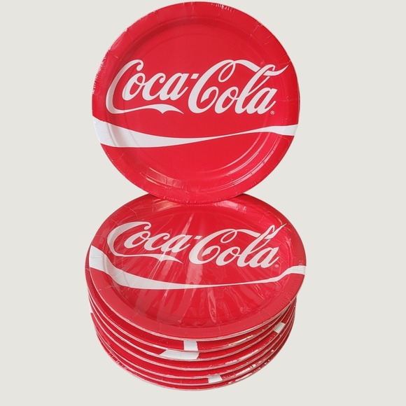 Coca Cola Other - Vintage Coca Cola Logo 8 3/4" Paper Plates SEALED Set of 8 Made in USA